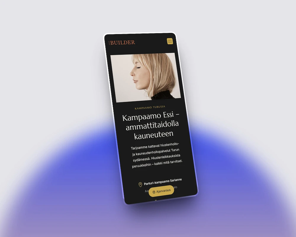 Mobiilioptimoitu kotisivu puhelimella ja tabletilla