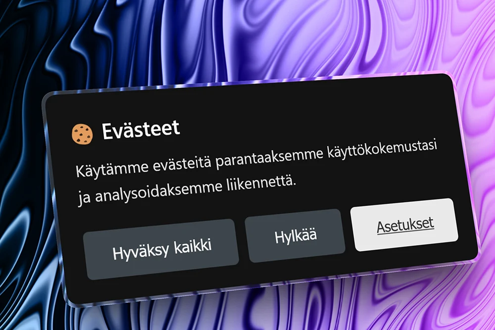GDPR-yhteensopiva evästebanneri suomeksi better-web kotisivuilla