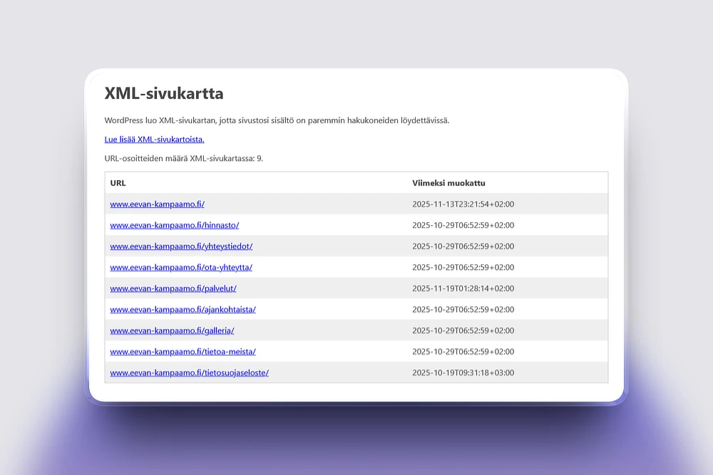 XML Sitemap better-web-kotisivuilla