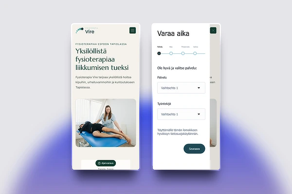 Ajanvaraus fysioterapeutin kotisivuilla