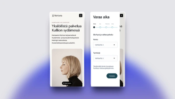 Ajanvaraus kampaamon kotisivuilla