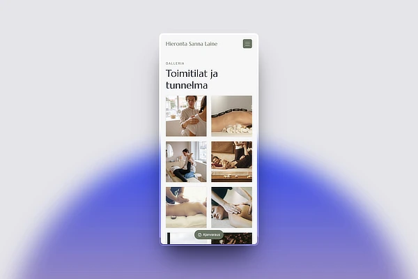 Hierojan kotisivut mobiililaitteella