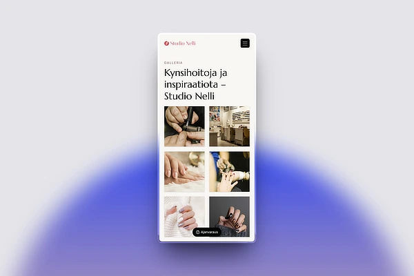 Kynsistudion kotisivut mobiililaitteella