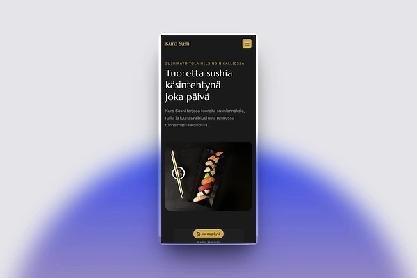 Ravintolan kotisivut mobiililaitteella