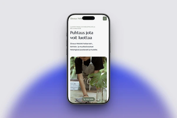 Siivousyrityksen kotisivut mobiililaitteella