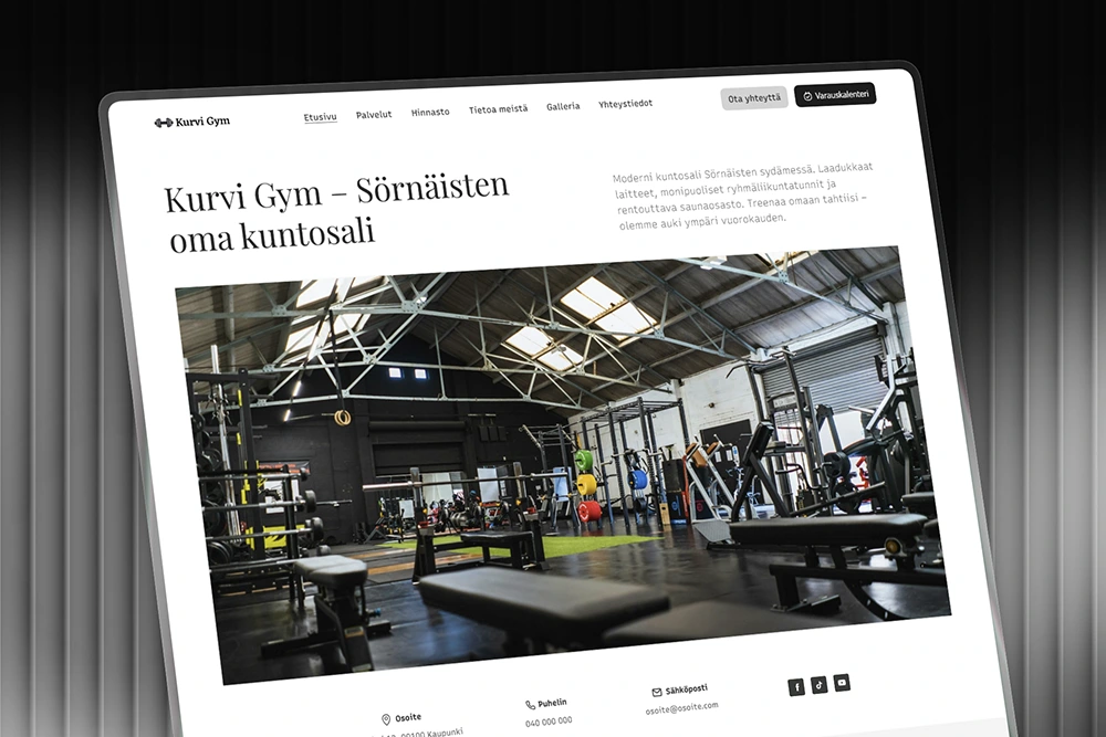 Liikuntakeskuksen kotisivujen etusivu