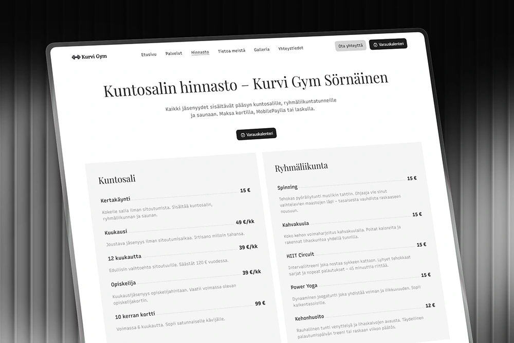 Jäsenyydet liikuntakeskuksen kotisivuilla