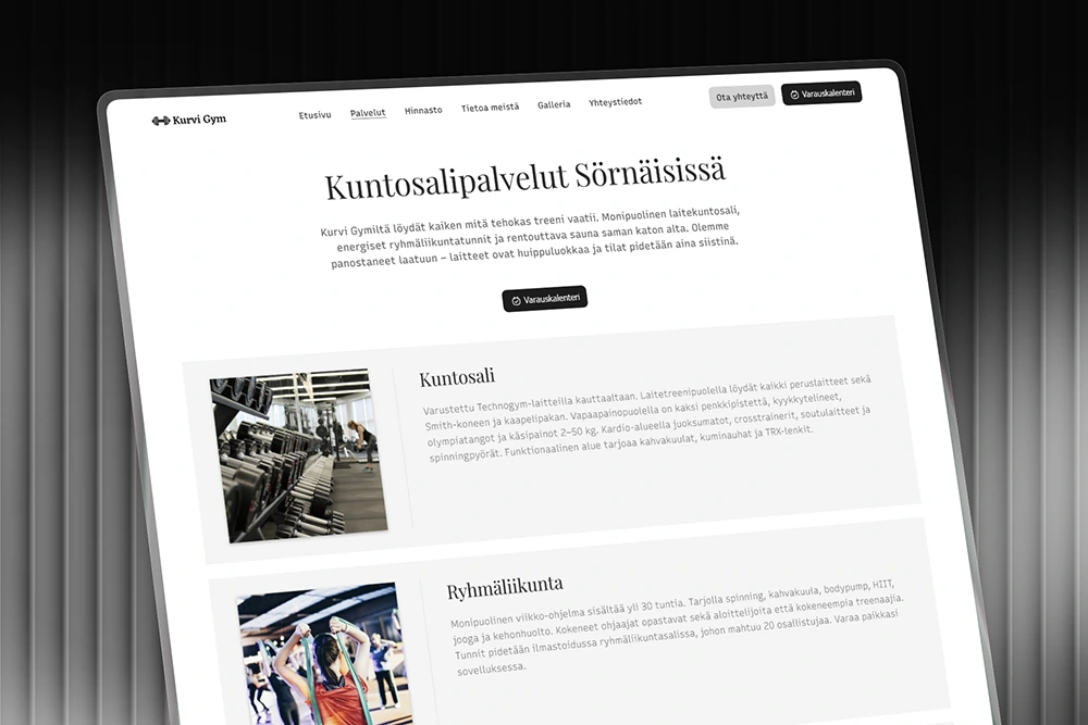 Liikuntakeskuksen palvelut kotisivuilla