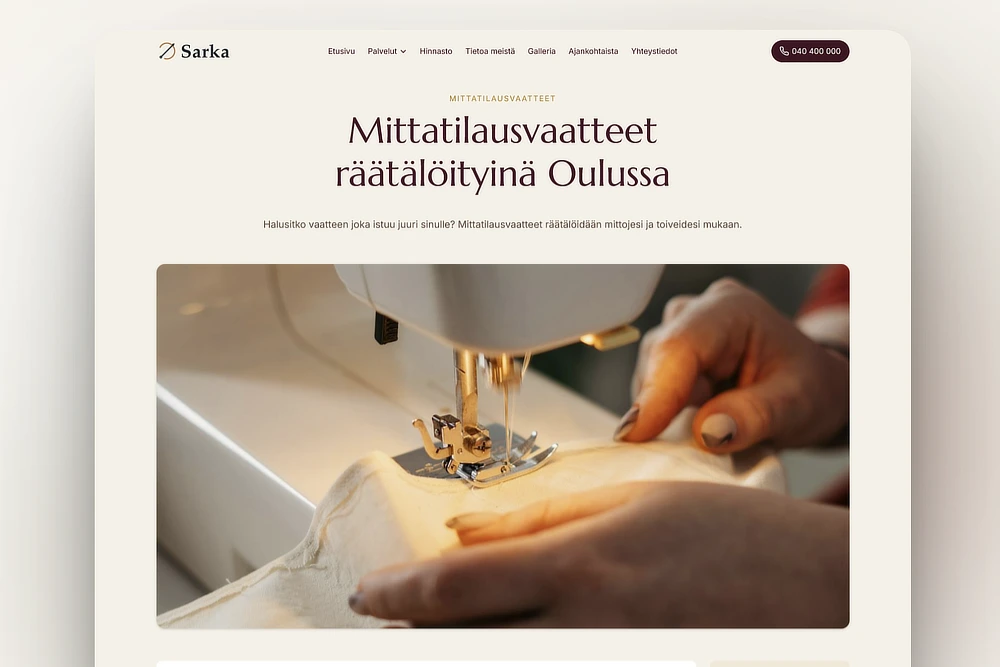 Mittatilaustyöt ompelimon kotisivuilla
