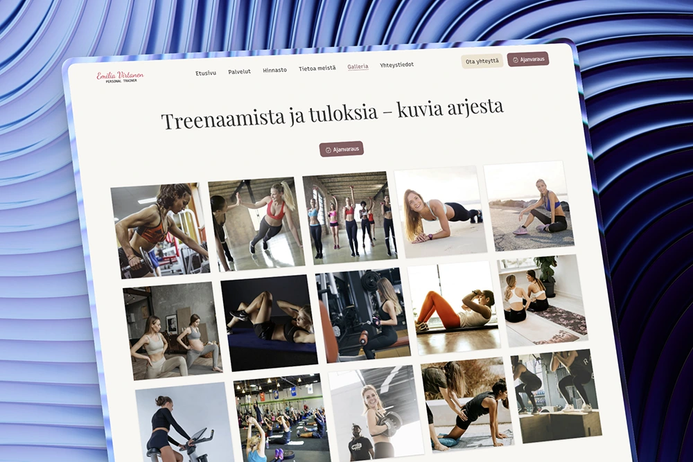 Kuvagalleria personal trainerin kotisivuilla