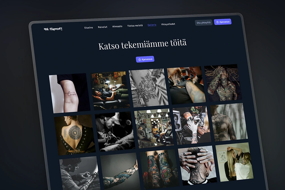 Tatuointiportfolio kotisivuilla